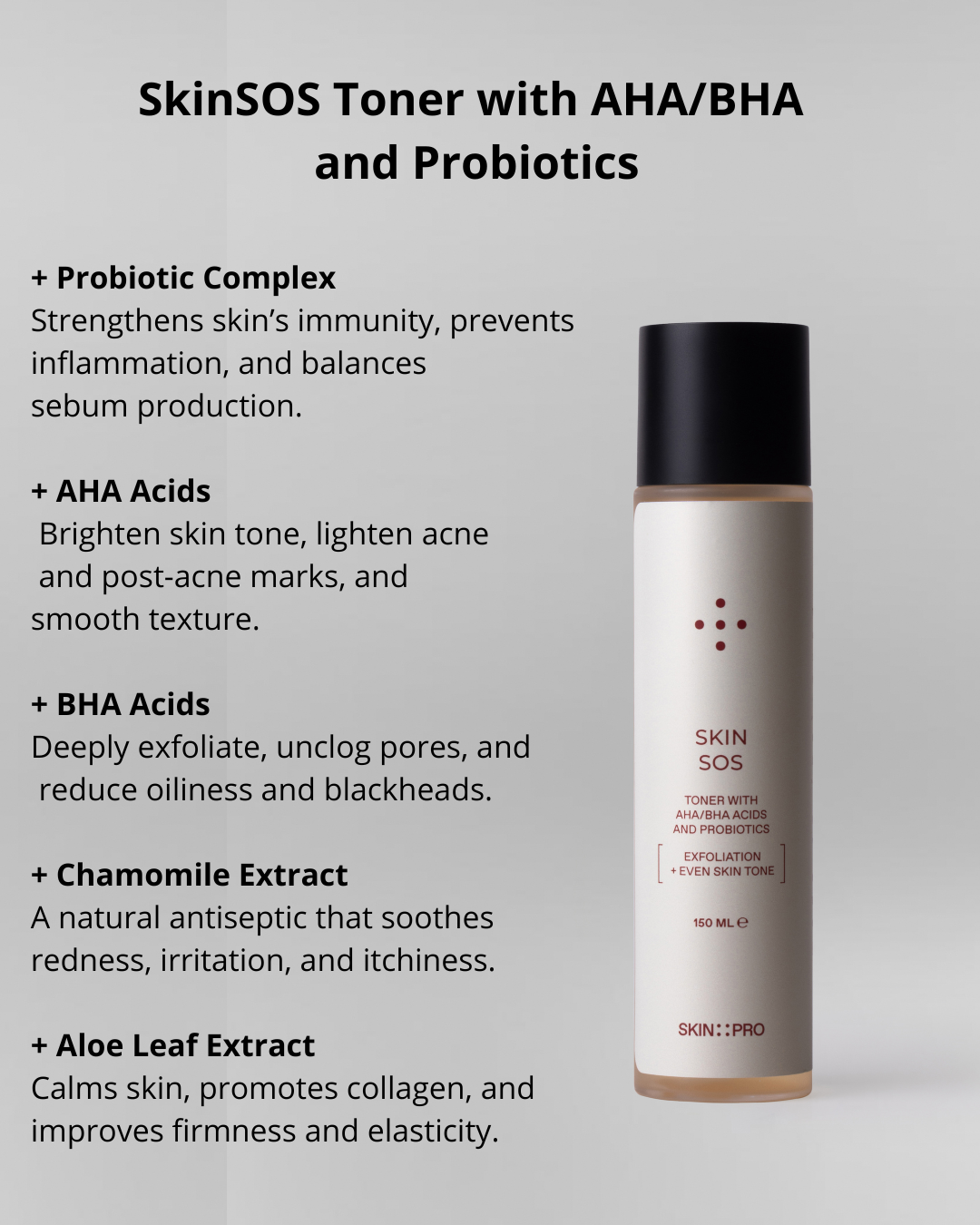 Skin Sos Toner with AHA/BHA acids and probiotics