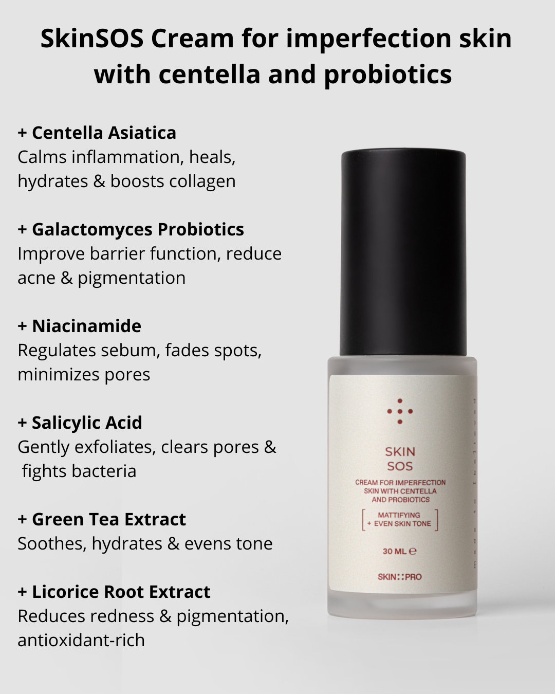 SkinSOS Cream for Imperfection-Prone Skin with Centella & Probiotics